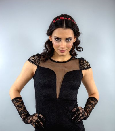 Accesoriu de par flori rosii, Eva
