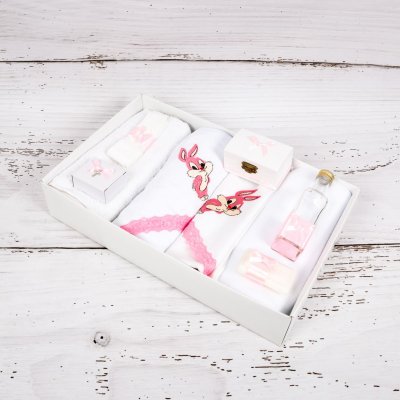 Trusou botez fetite cu iepuras roz