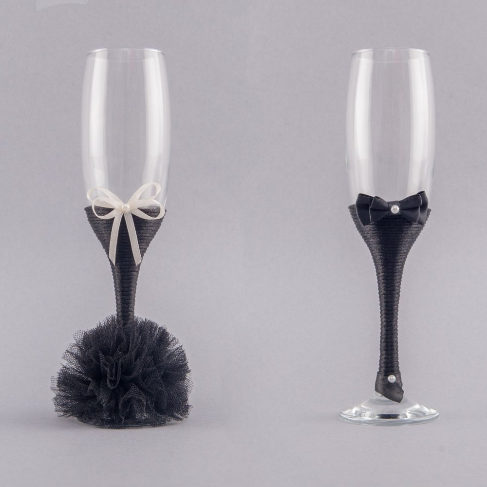 Set pahare nunta negru