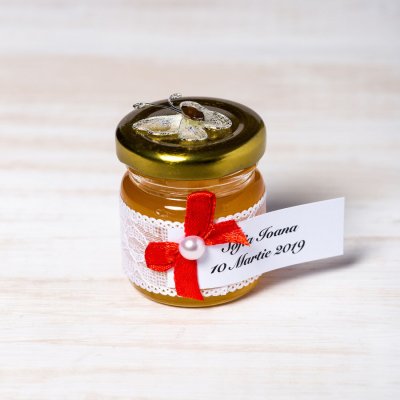 Marturii borcanele miere nunta fluture alb
