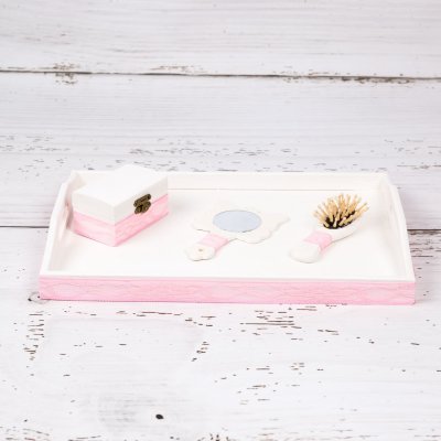 Set tavita mot/turta cu dantela roz