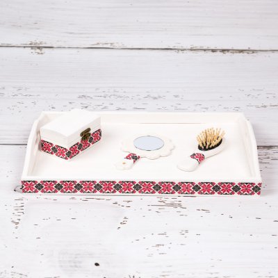 Set tavita mot/turta cu decor traditional fete