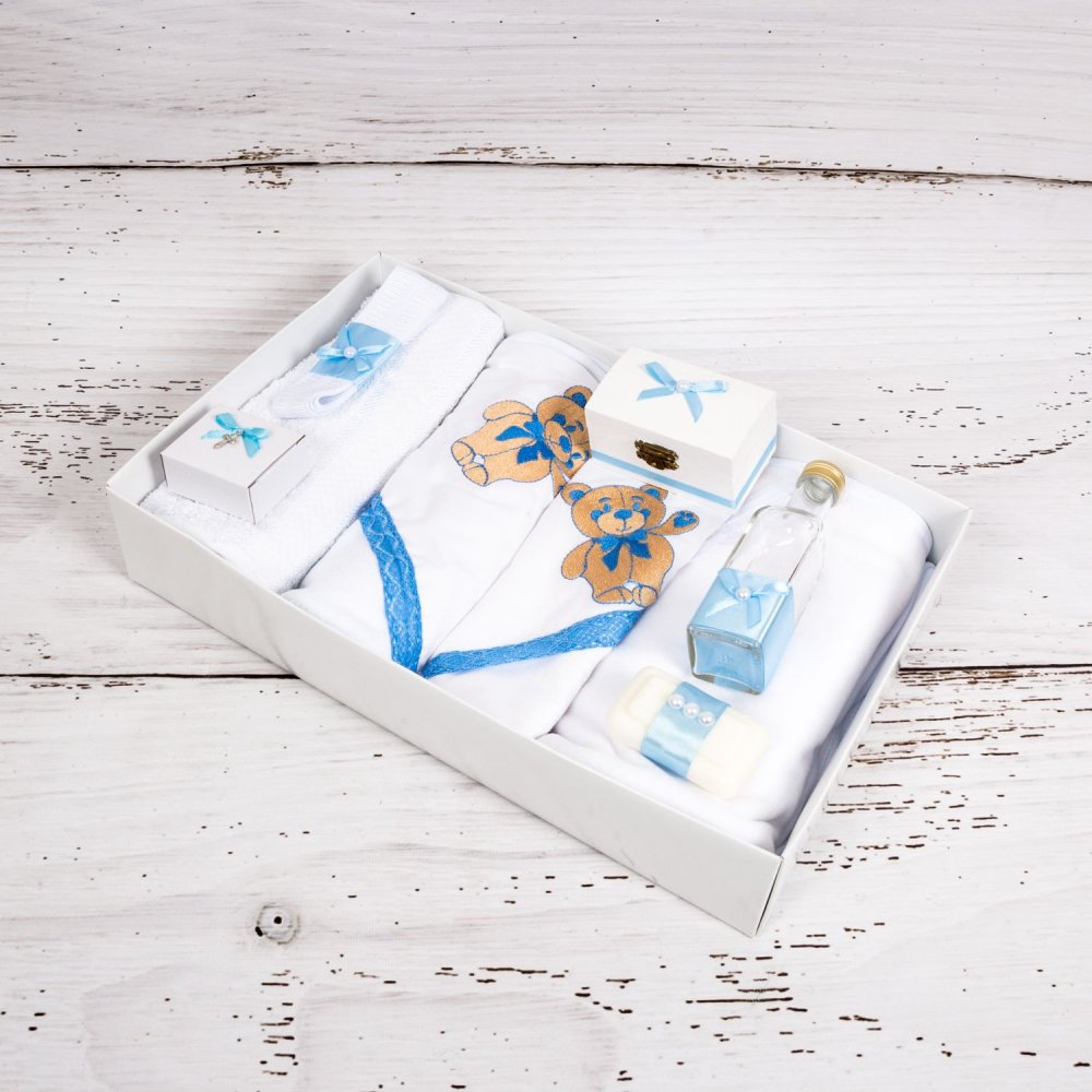 Trusou botez bleu cu ursuleti