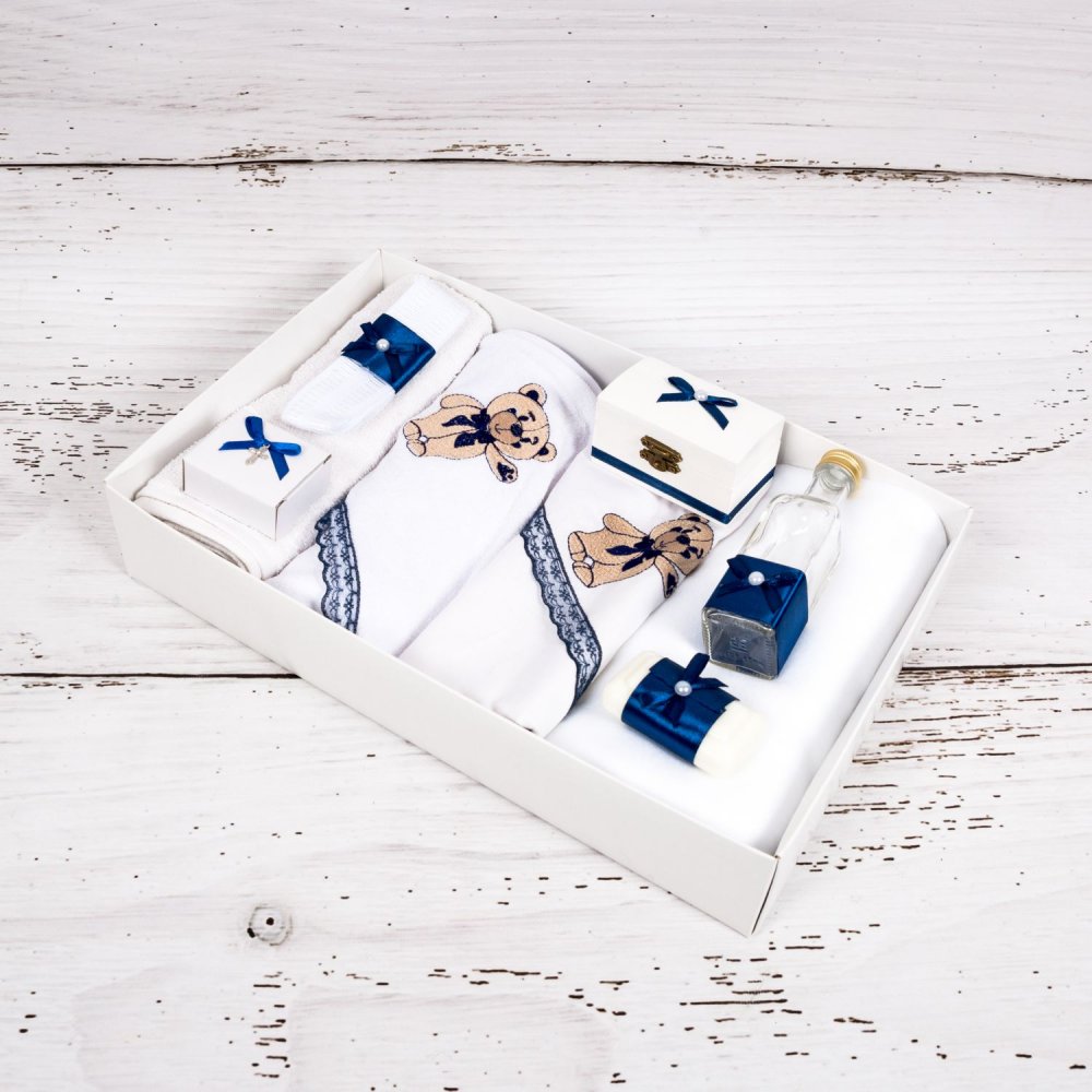 Trusou botez ursulet bleumarin
