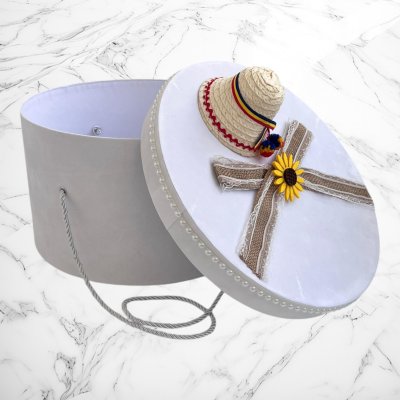 Cutie trusou botez decor rustic