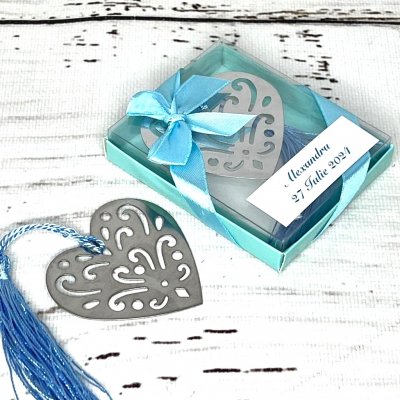 Marturii de botez semn de carte inima bleu