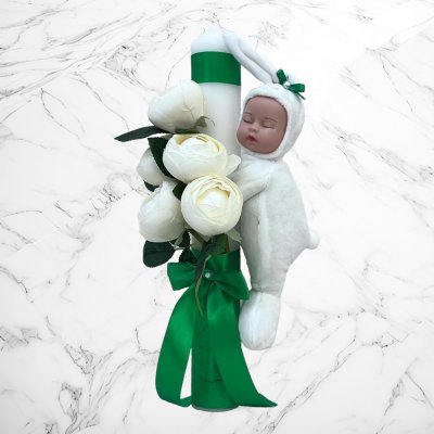 Lumanare botez bujori ivory