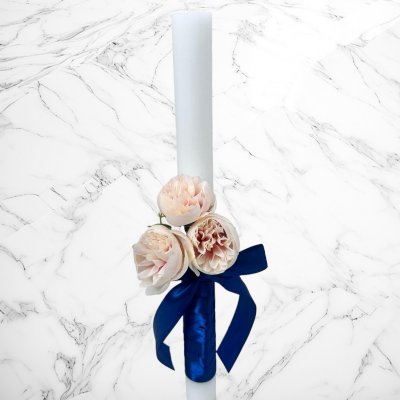 Lumanare Prima Impartasanie cu decor bleumarin