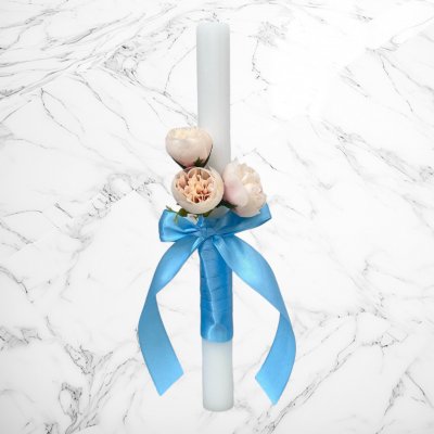 Lumanare Prima Impartasanie cu decor bleu