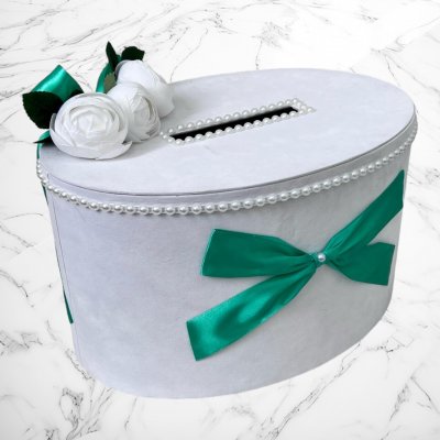 Cufar bani nunta bujori cu decor verde menta