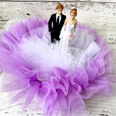 Decor masina nunta Miri cu tulle lila si alb