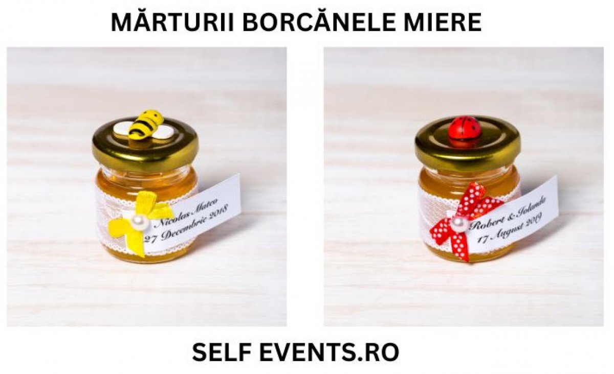 Mărturii de nunta cu borcanele de miere - un cadou dulce și memorabil
