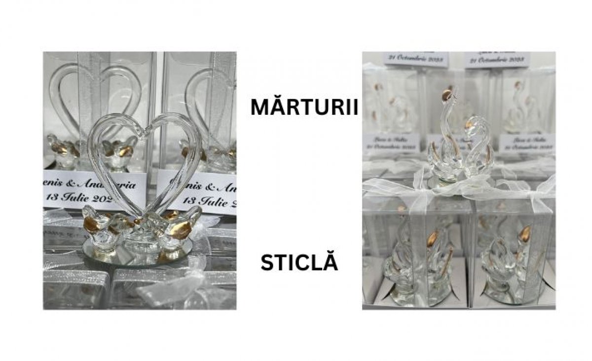 Marturii de Nunta: lebăda, porumbei și îngerași din sticlă