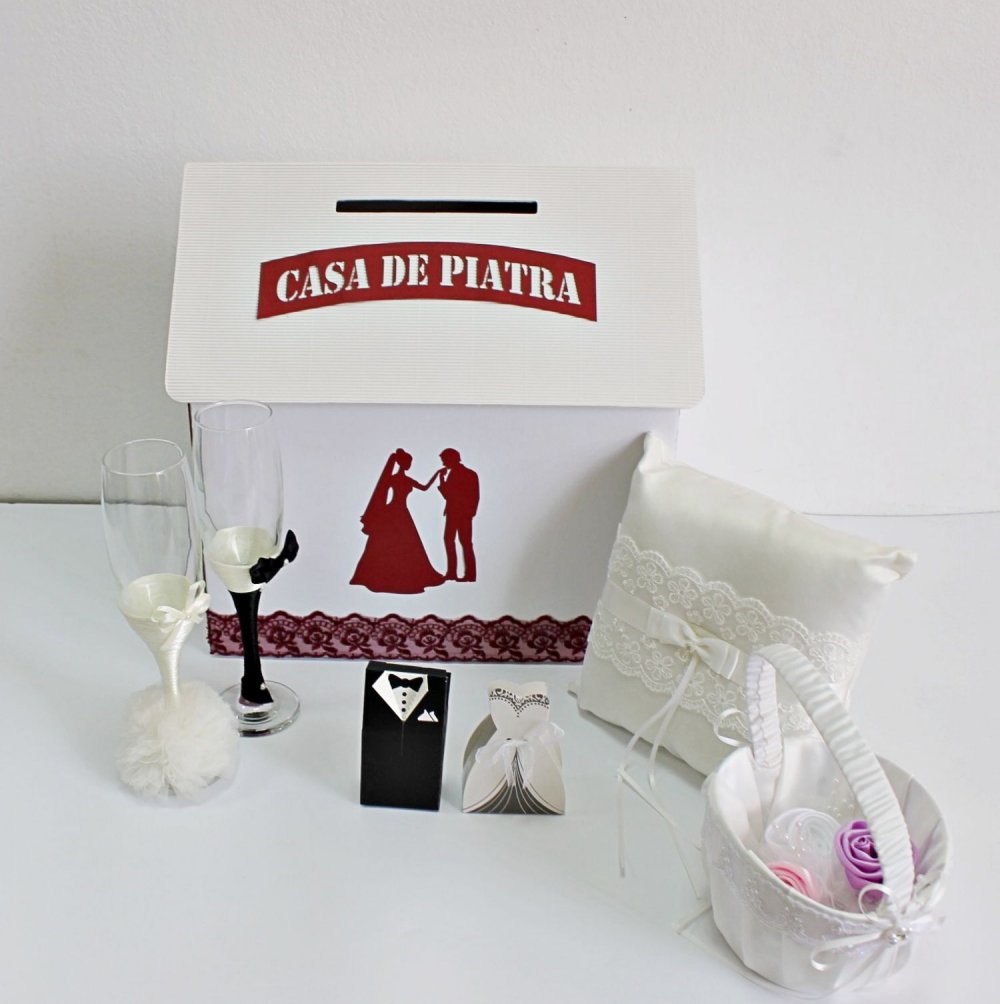 Set accesorii nunta bordo