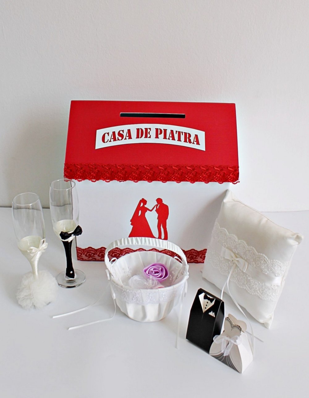 Set de accesorii nunta rosu
