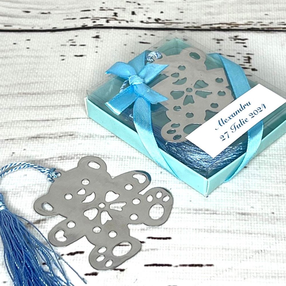 Marturii botez semn de carte ursulet bleu
