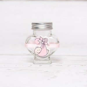 Sticluta de mir inima cu figurina bebelus roz