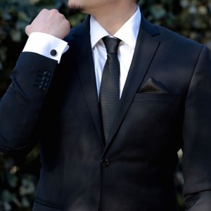 Set negru cravata, batista si butoni camasa